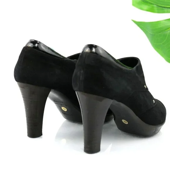 Aquatallia Womens Boot Size 8.5 Waterproof Black Suede Block Heel Bootie Shootie - Picture 6 of 12